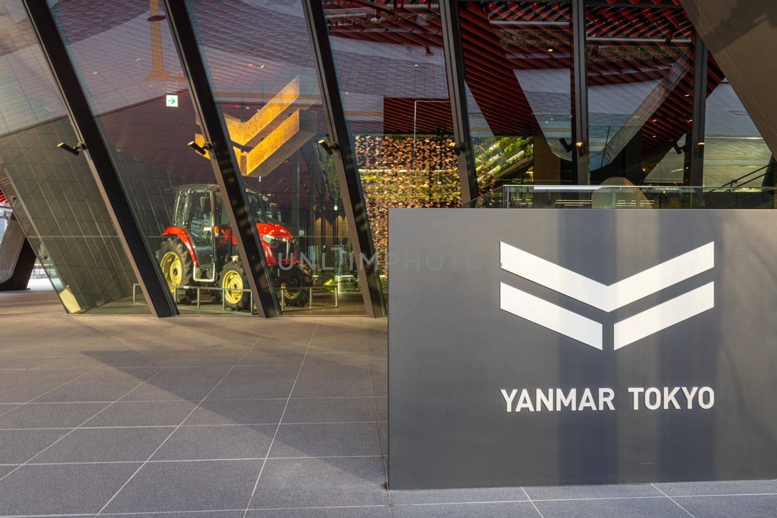 Tokyo, Japan, January 2024. the sign and shop window of the Yanmar Tokyo brand in the city centre