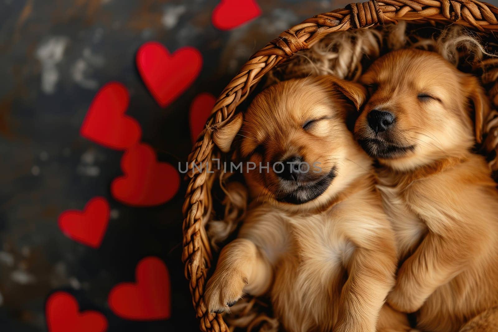 Cute puppy couple in love in valentines day Pragma by biancoblue