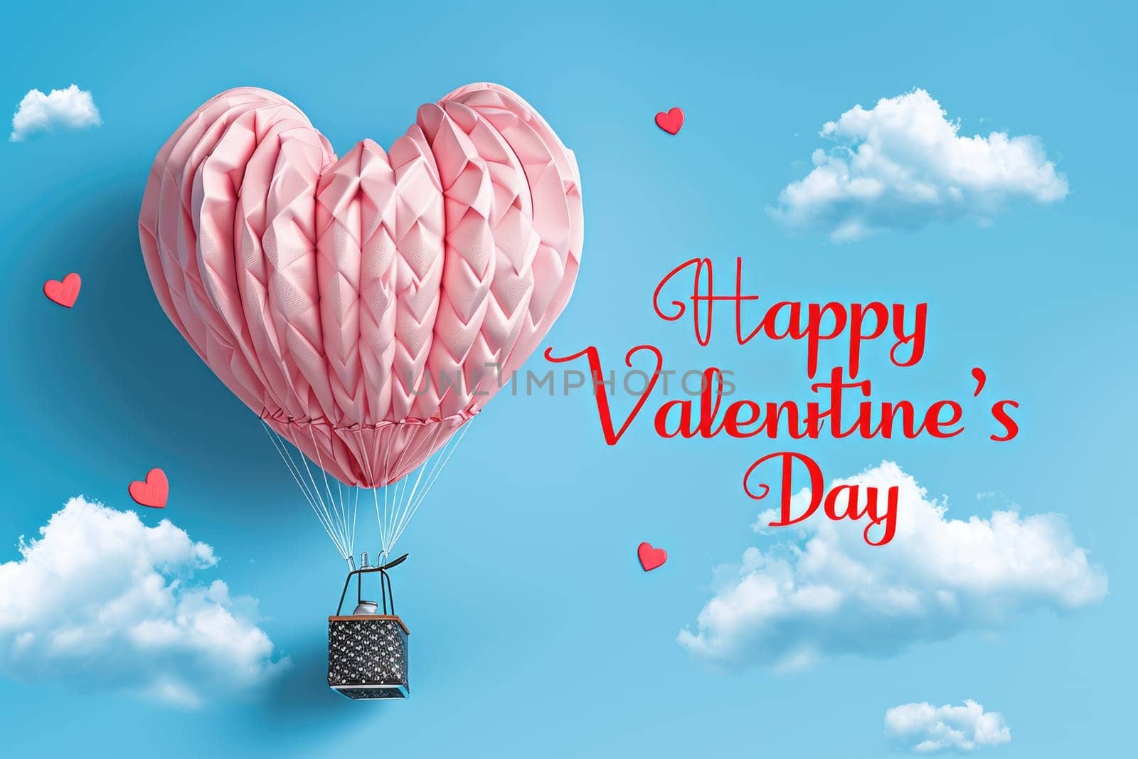 happy valentines day hot air balloon of red on blue sky pragma