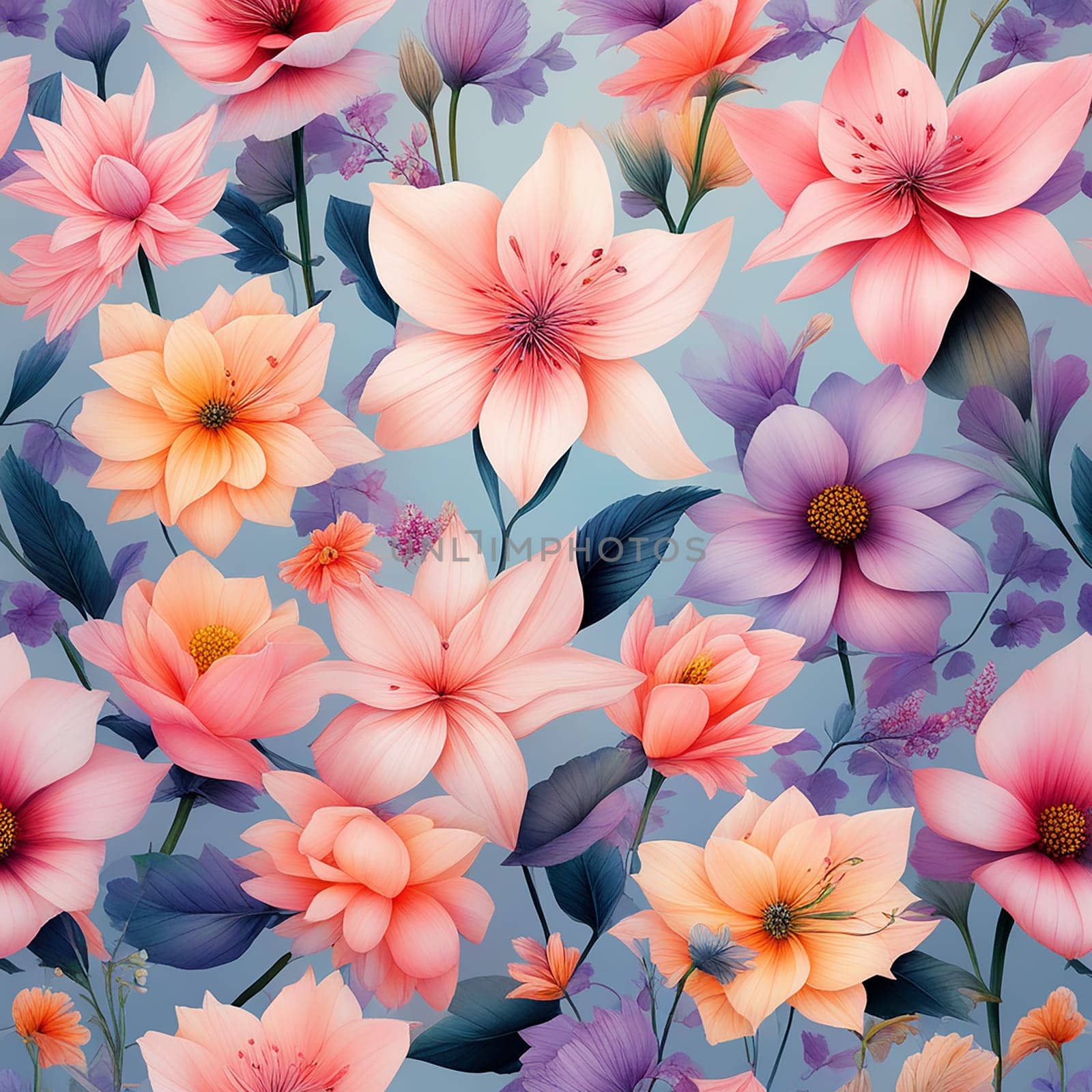 Whimsical Blooms: Pastel Flower Spring Background by Petrichor