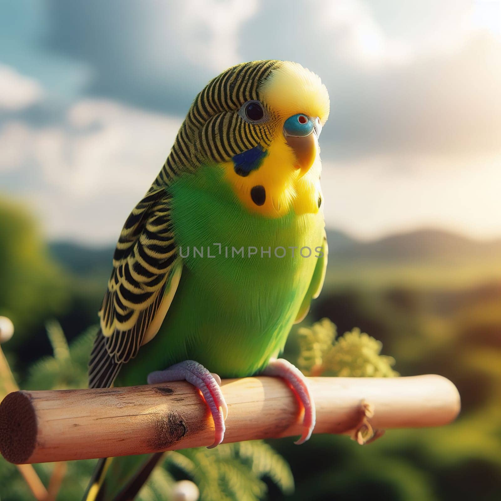 Parrot in the tropical forest. Generative AI. High quality photo