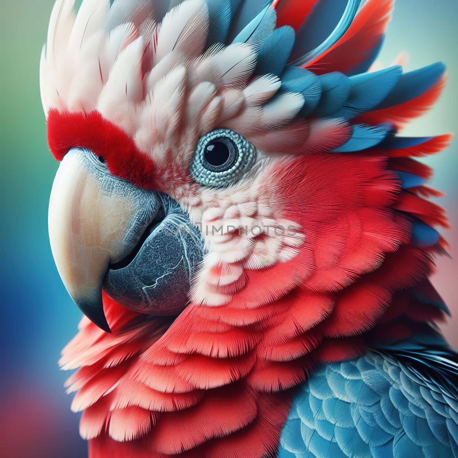 Parrot in the tropical forest. Generative AI. High quality photo