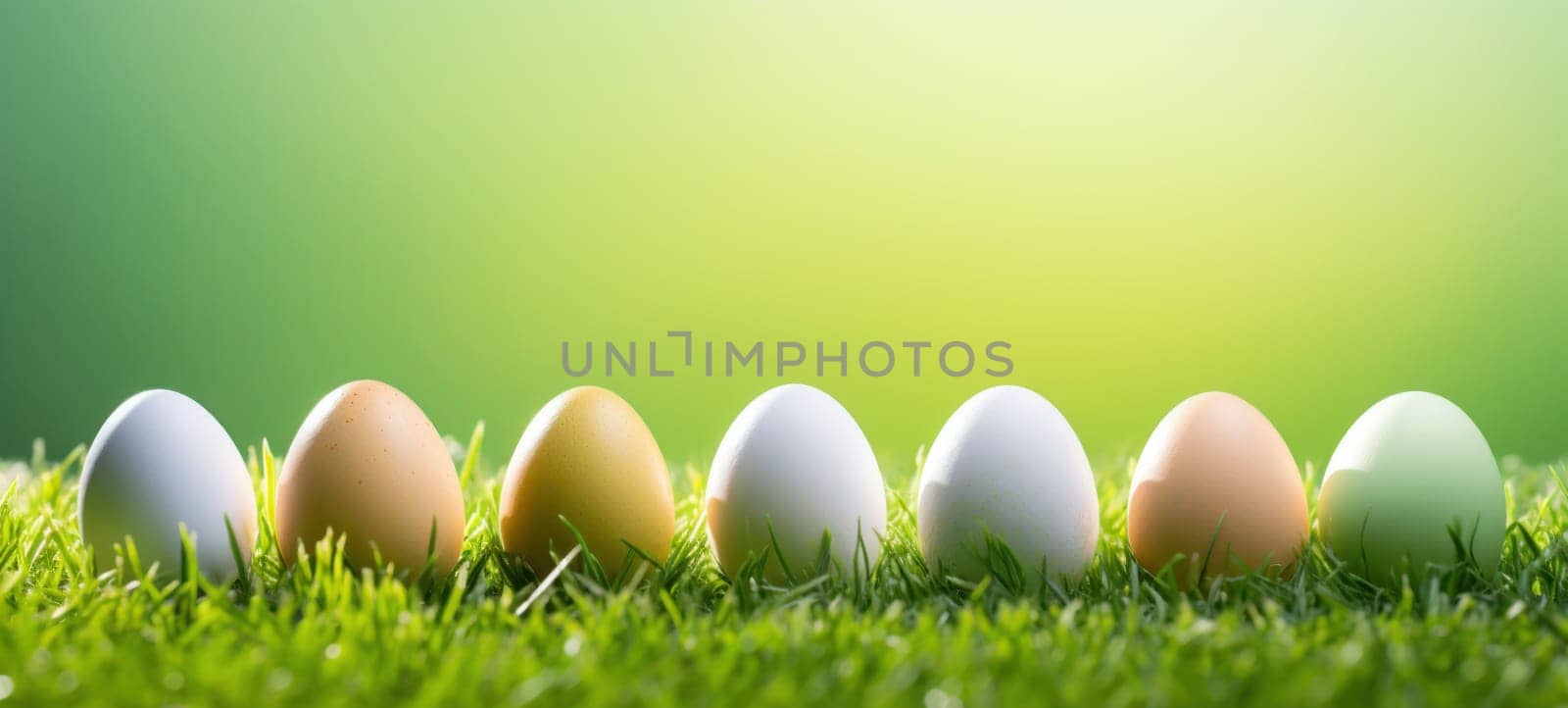 Pastel Easter Eggs on Vibrant Green Spring Grass by andreyz