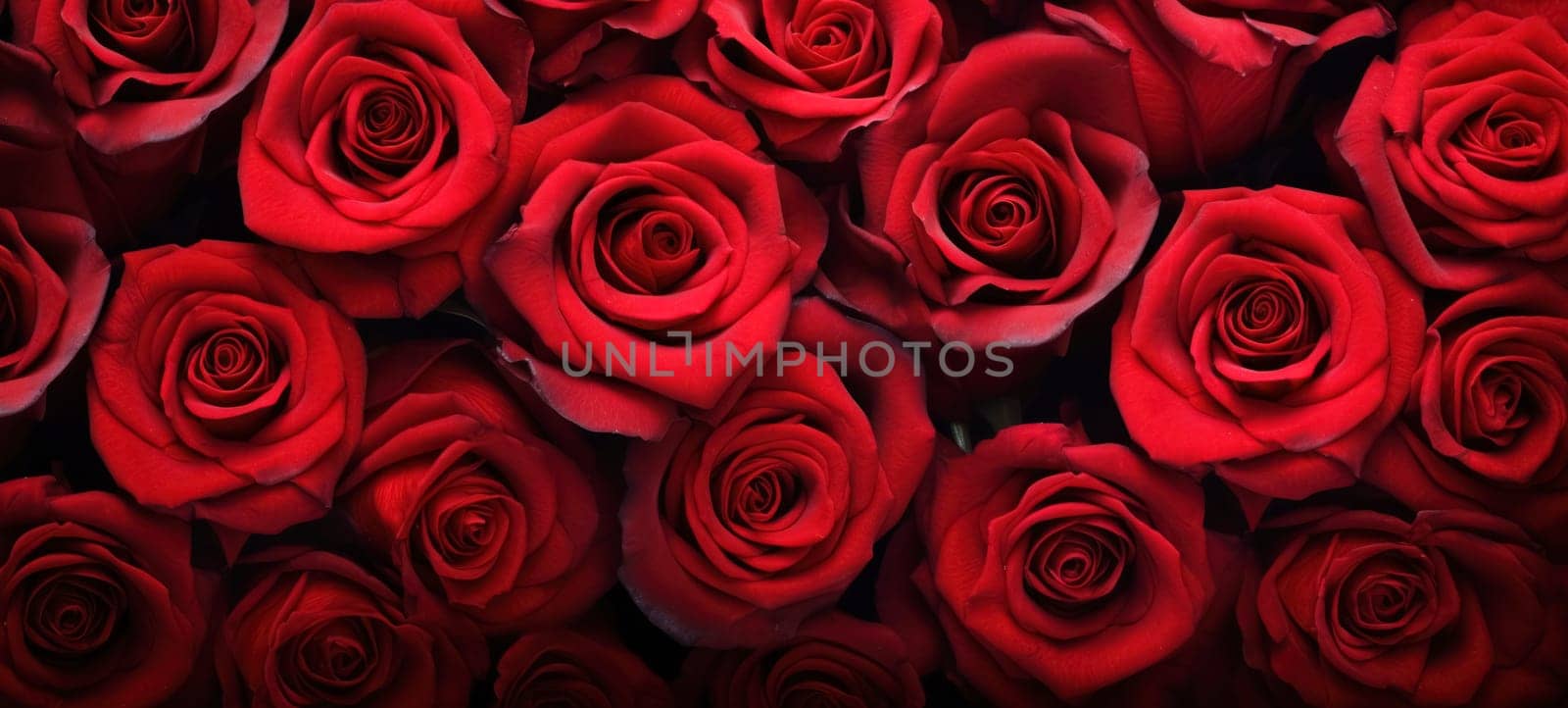 Natural red roses background. Background template for banner or greeting card.