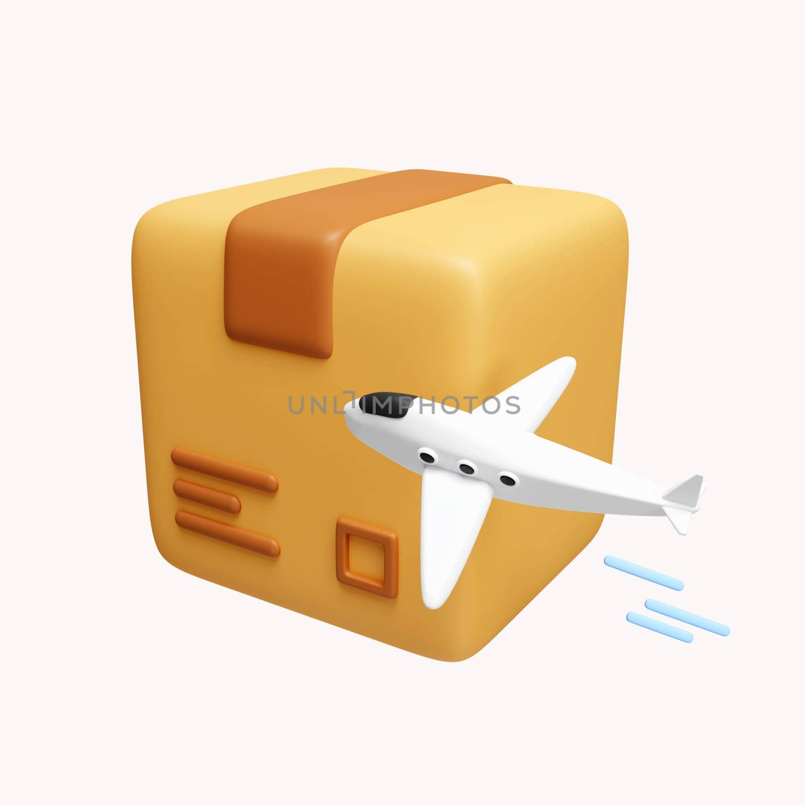 Delivery service and air transportation. global logistic. Concept of cargo and air transportation. icon isolated on white background. 3d rendering illustration. Clipping path..