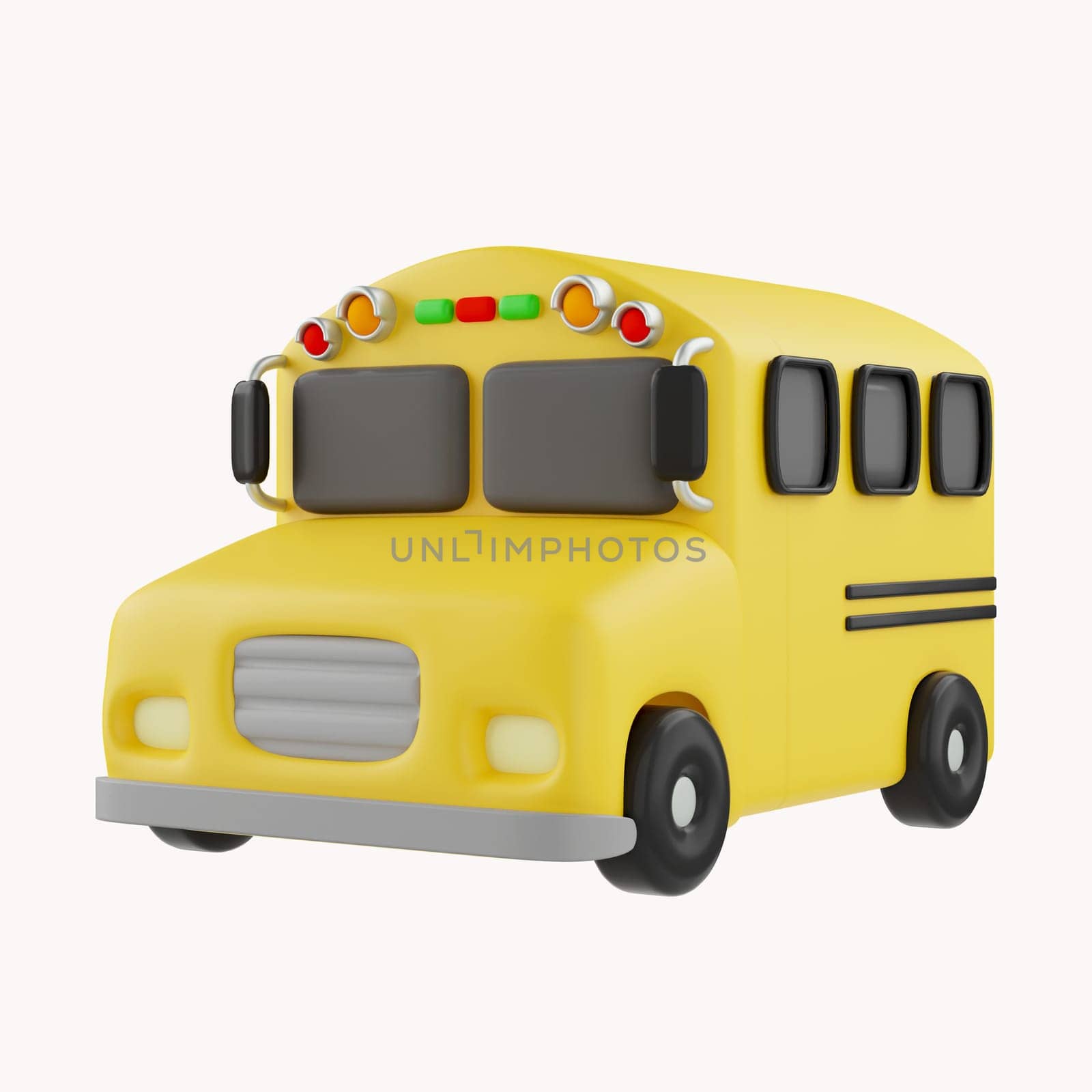 3d yellow School bus, back to school concept icon render illustration by meepiangraphic