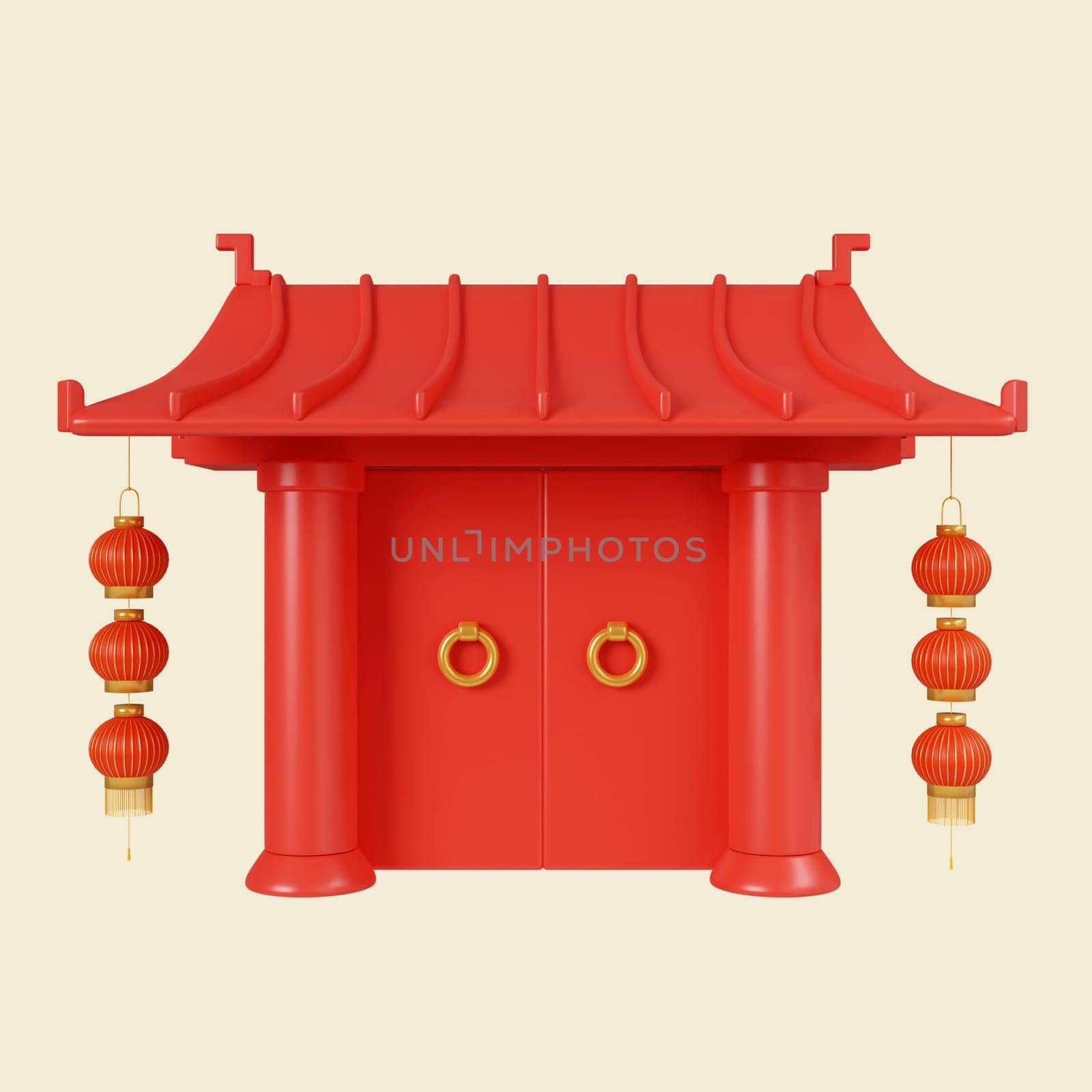 3d shrine. Mid autumn festival. icon isolated on yellow background. 3d rendering illustration. Clipping path. by meepiangraphic