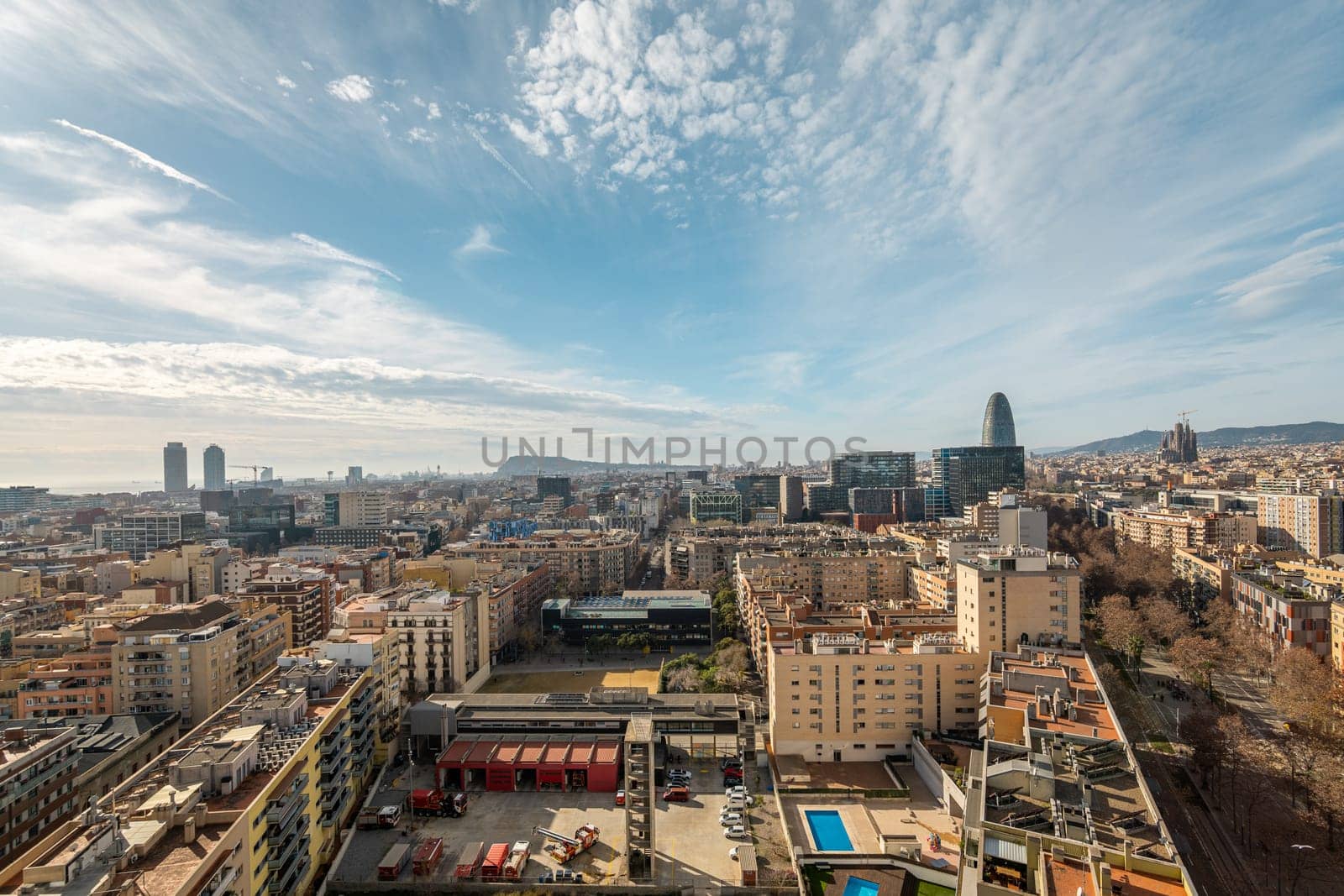 Panoramic picture of Barcelona city stretching to horizon by apavlin