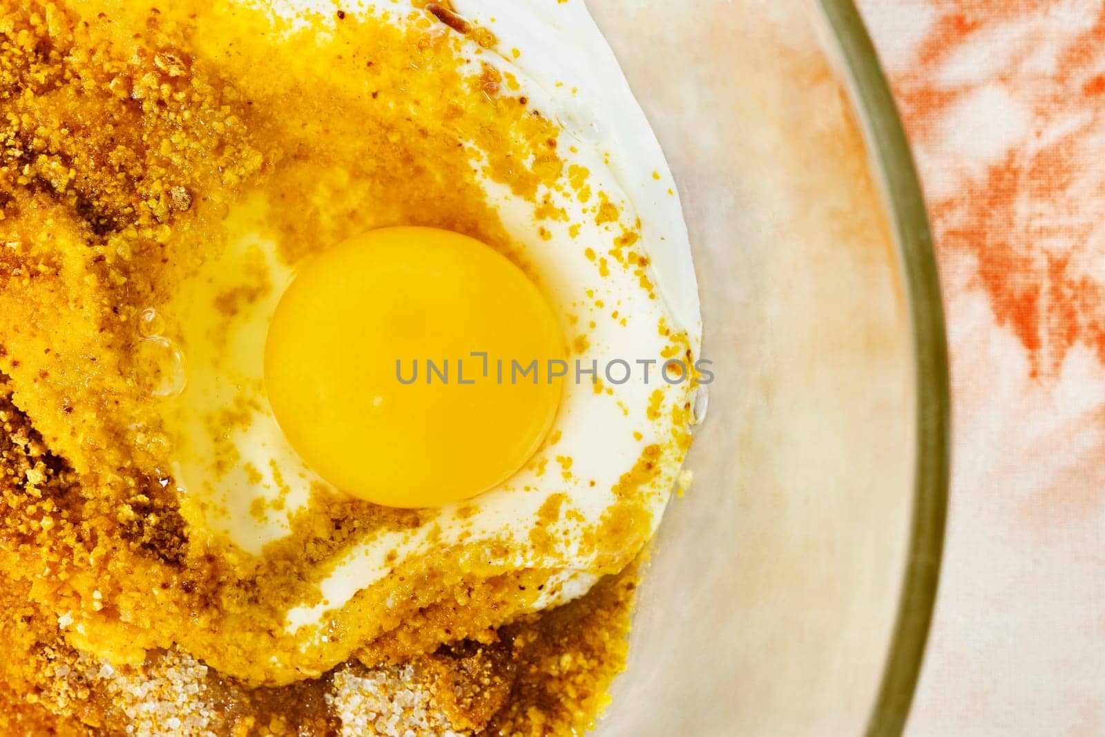  Chicken egg in bowl with flour and sugar  , preparing food , 