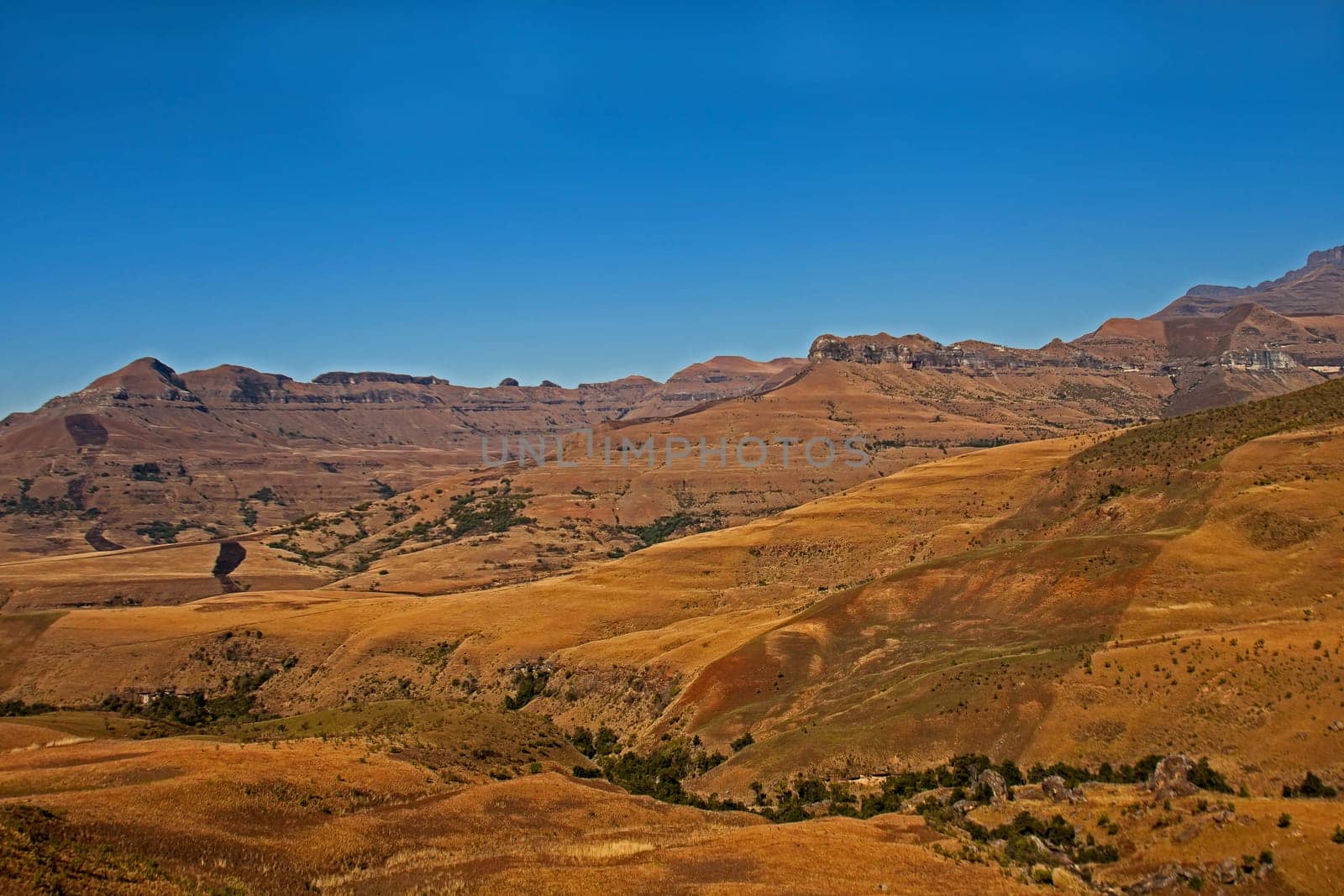 A mountain landscape in the Royal Natal National Park in the Drakensberg South Africa