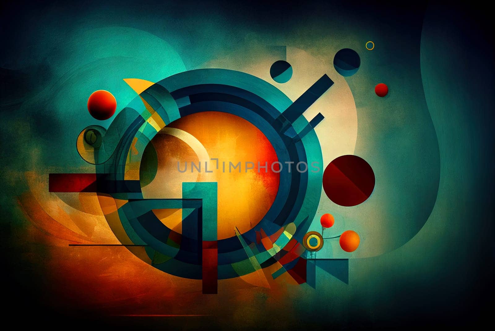 Abstract shapes retro composition in 20s avantrgarde or futurism style. Retro background with surreal mindbending figures. Generated AI. by SwillKch