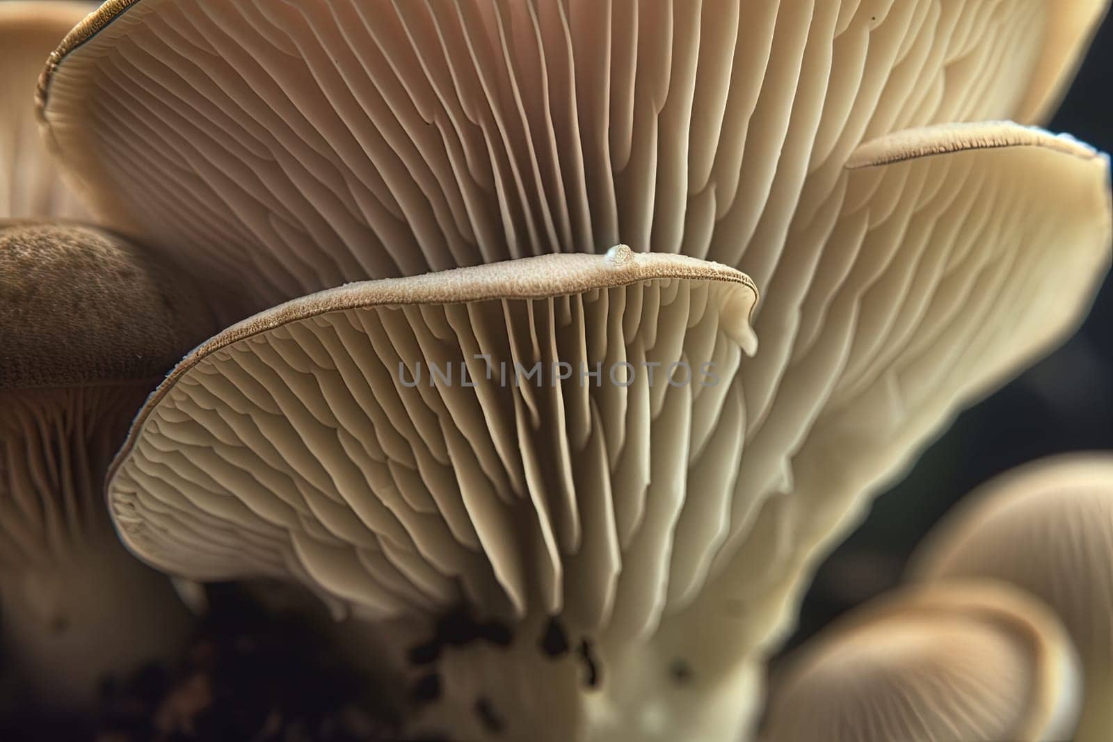 Abstract boletus mushroom. Big fungus with mushroom plates close up image. Generated AI