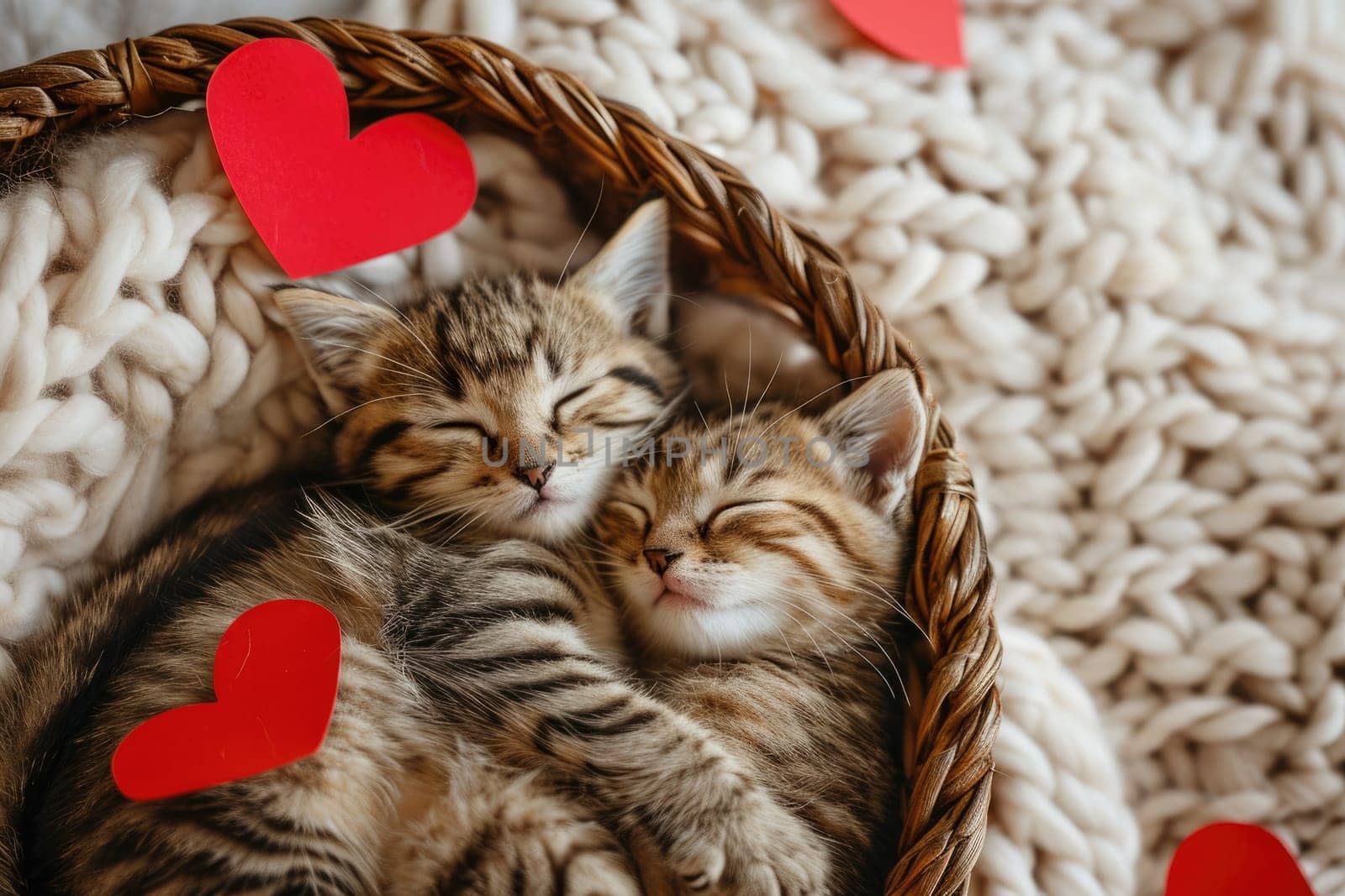 Cute cat couple in love on valentines day Pragma