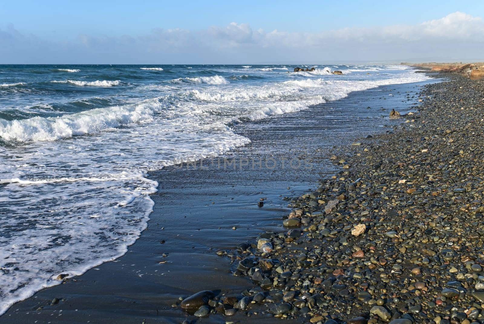 coast beach waves shore of the Mediterranean sea in winter in Cyprus 4
