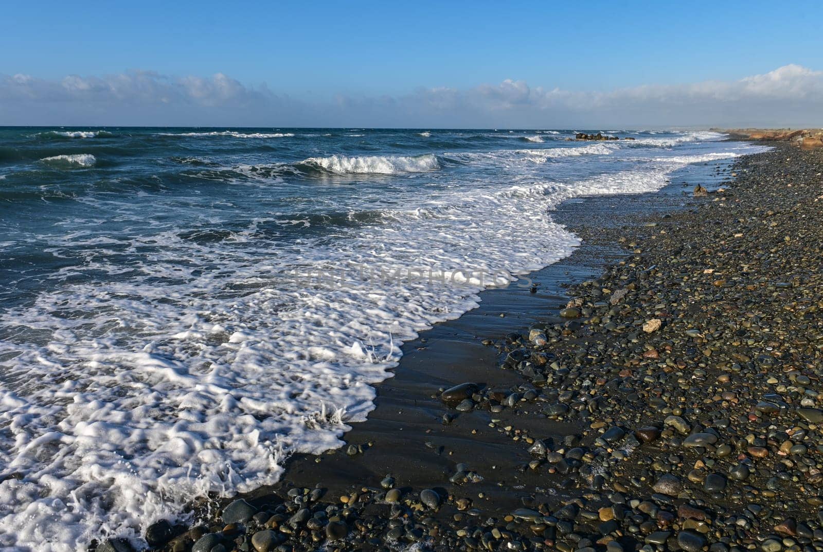 coast beach waves shore of the Mediterranean sea in winter in Cyprus 4 by Mixa74