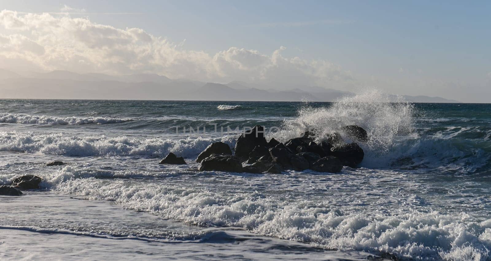 waves of the Mediterranean sea in winter on the island of Cyprus 6