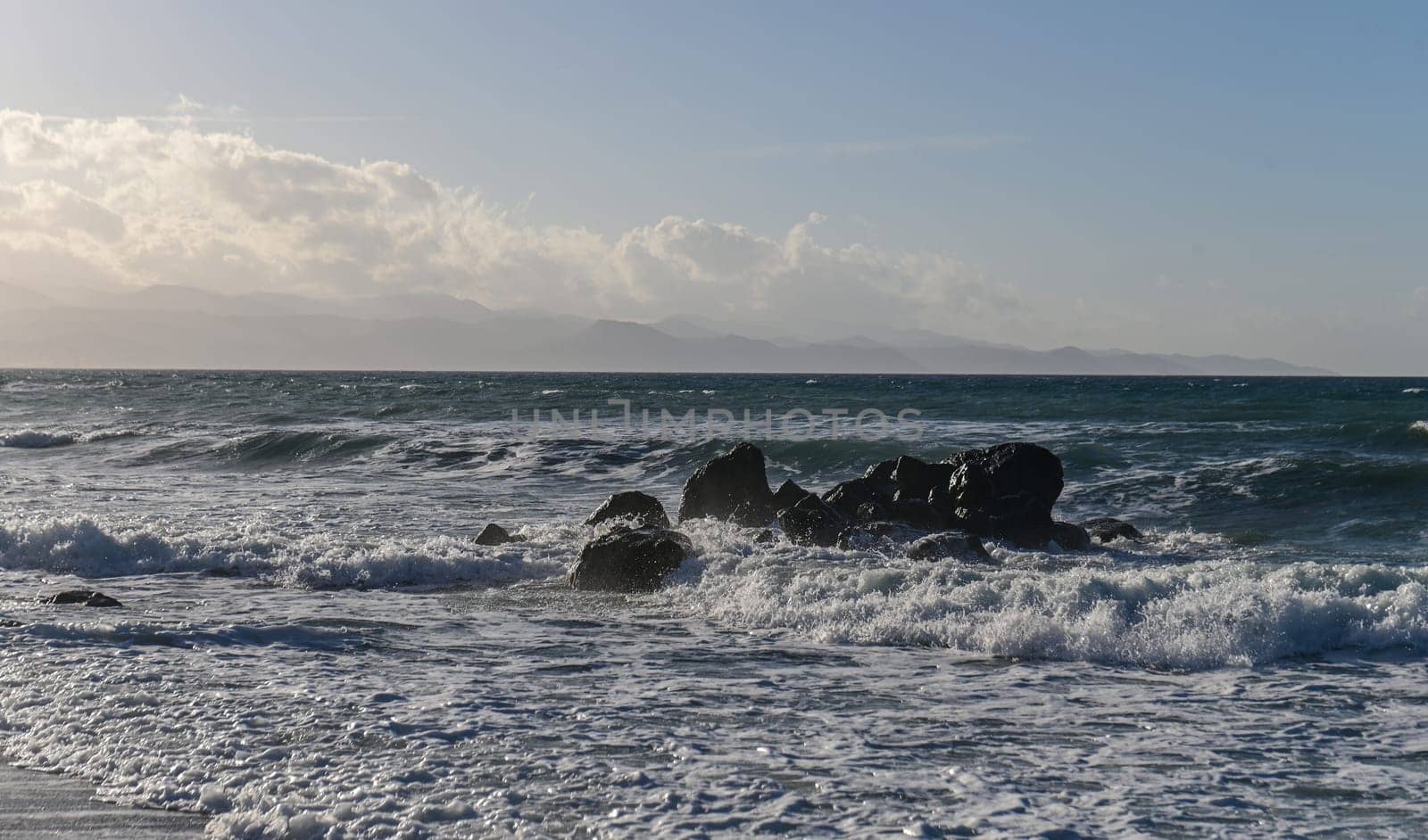 waves of the Mediterranean sea in winter on the island of Cyprus 4