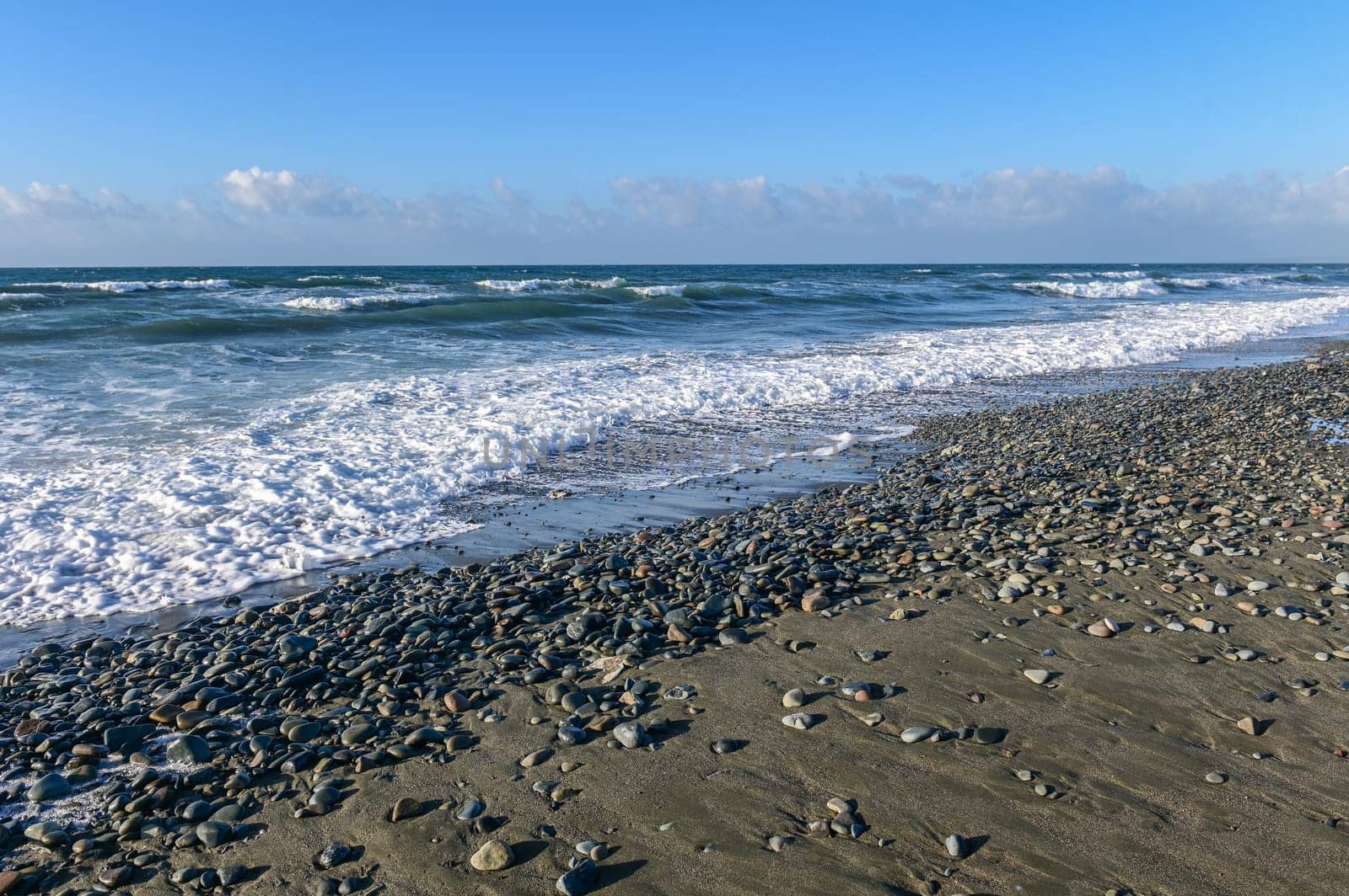 excitement during high tide on the Mediterranean sea in winter on the island of Cyprus 2