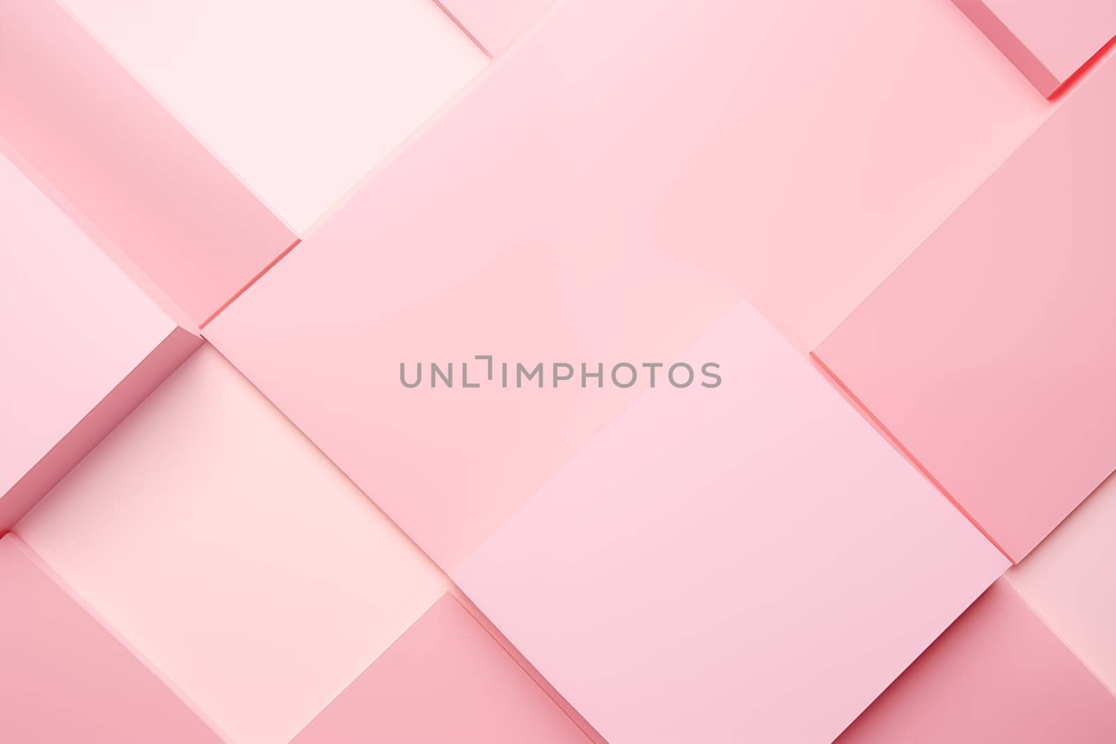 Abstract pastel pink colored paper texture geometric shapes and lines minimalist background flat lay copy space by Nadtochiy