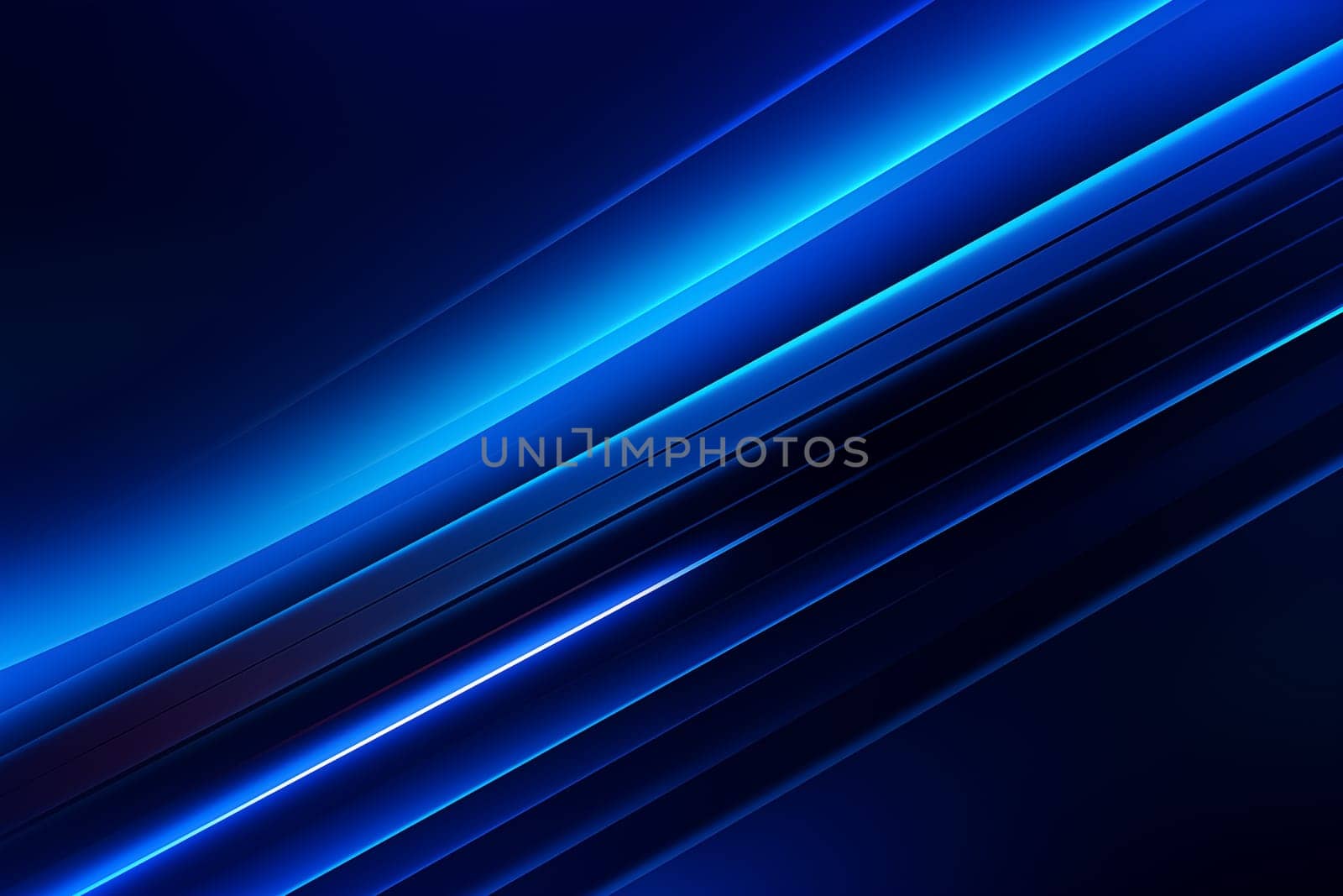 Blue abstract background with blue glowing geometric lines. Modern shiny blue diagonal rounded lines pattern. Futuristic technology concept. Suit for poster, banner, brochure, corporate, website by Nadtochiy
