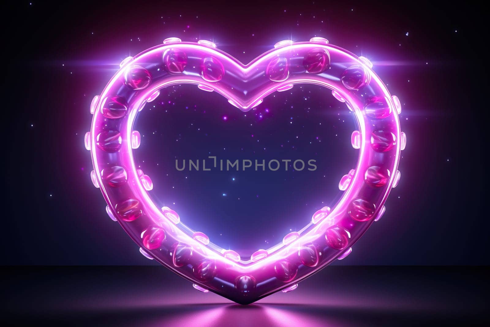 Big beautiful heart with neon lighting. Valentine's Day concept. Generated by artificial intelligence by Vovmar