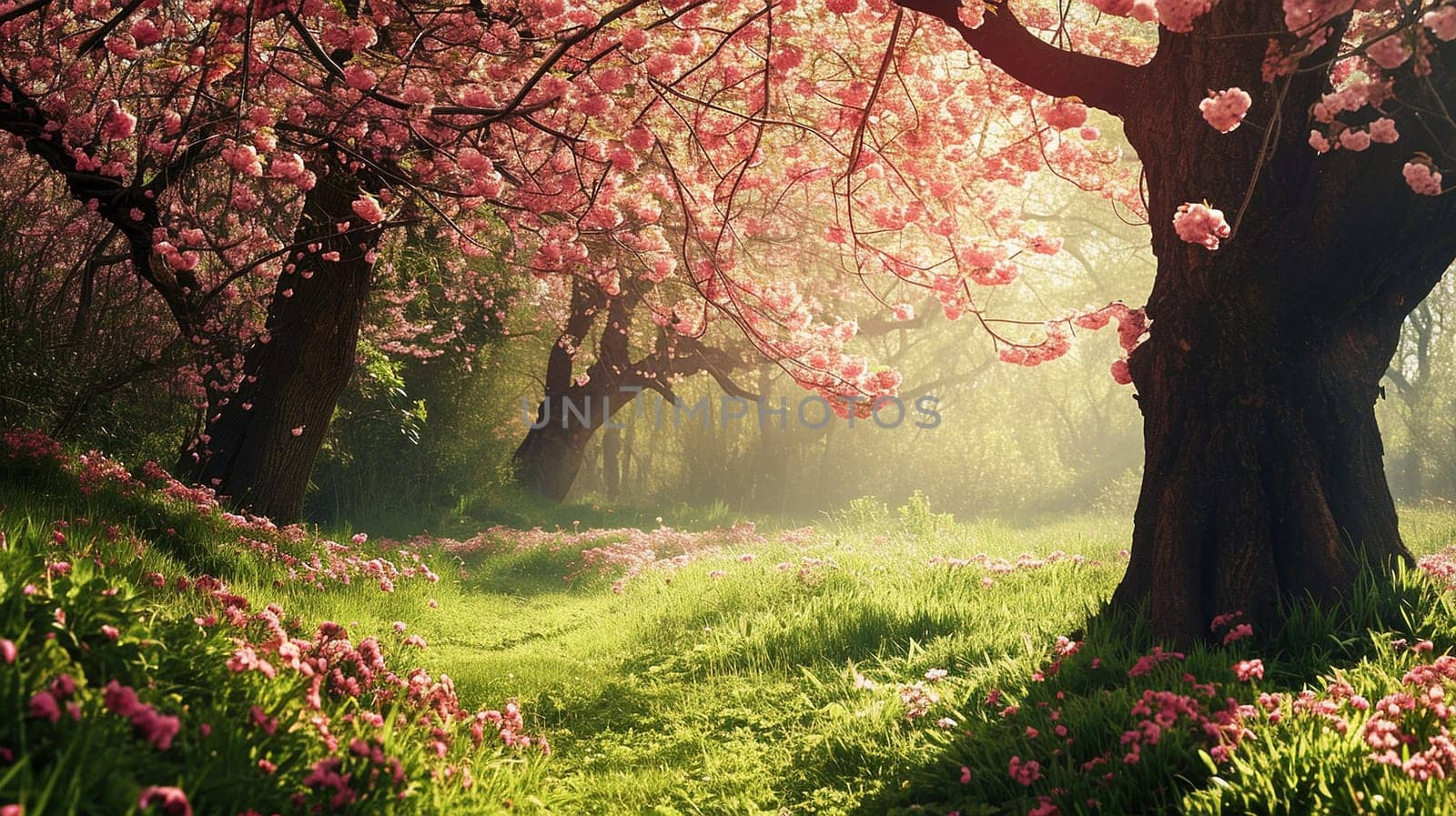 Spring landscape. Fresh foliage, grass. Nature comes to life. spring background for the product by NeuroSky