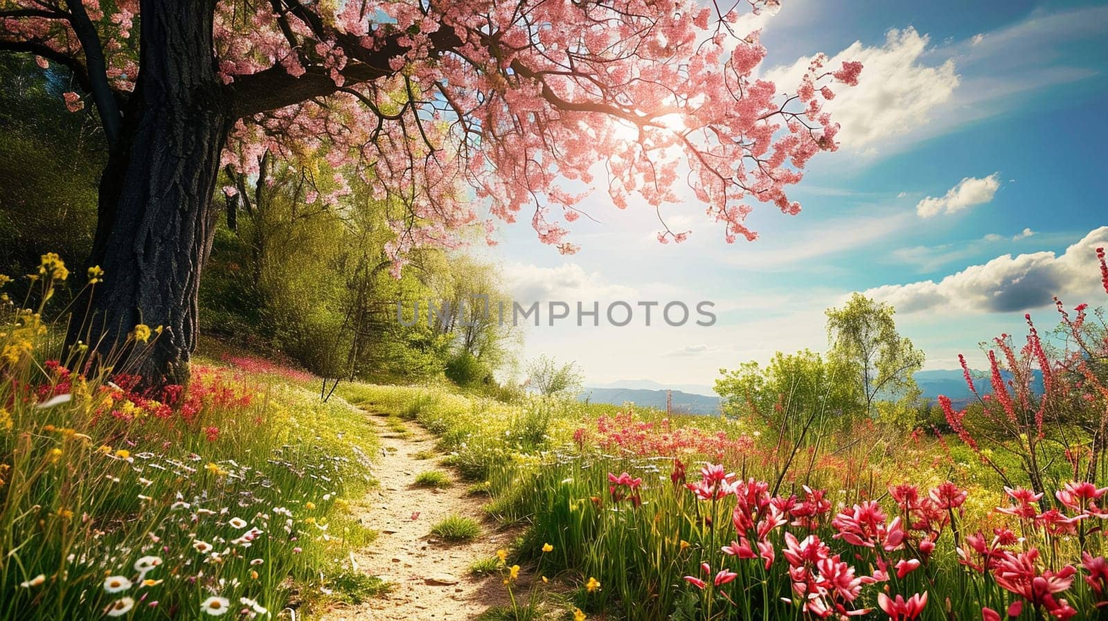 Spring landscape. Fresh foliage, grass. Nature comes to life. spring background for the product by NeuroSky