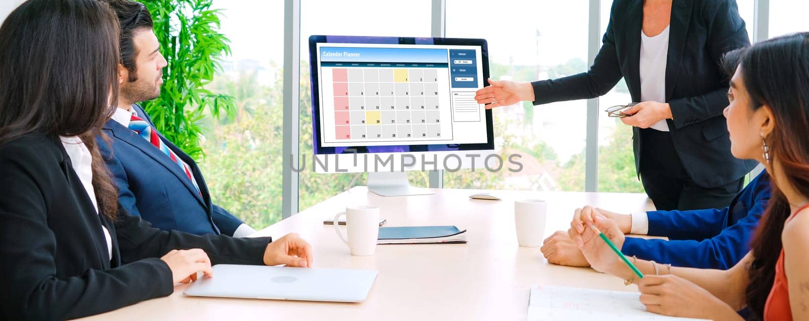 Calendar on computer software application for modish schedule planning for personal organizer and online business