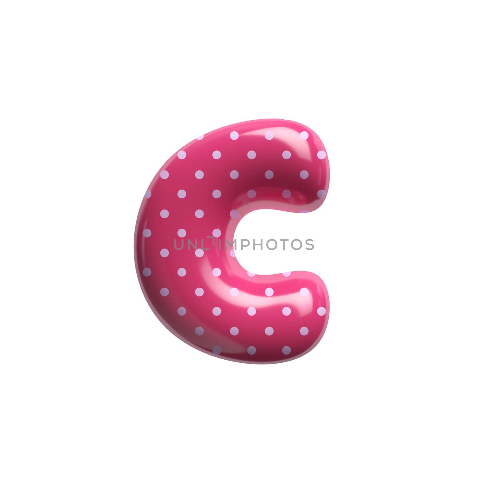 Polka dot letter C - Small 3d pink retro font isolated on white background. This alphabet is perfect for creative illustrations related but not limited to Fashion, retro design, decoration...