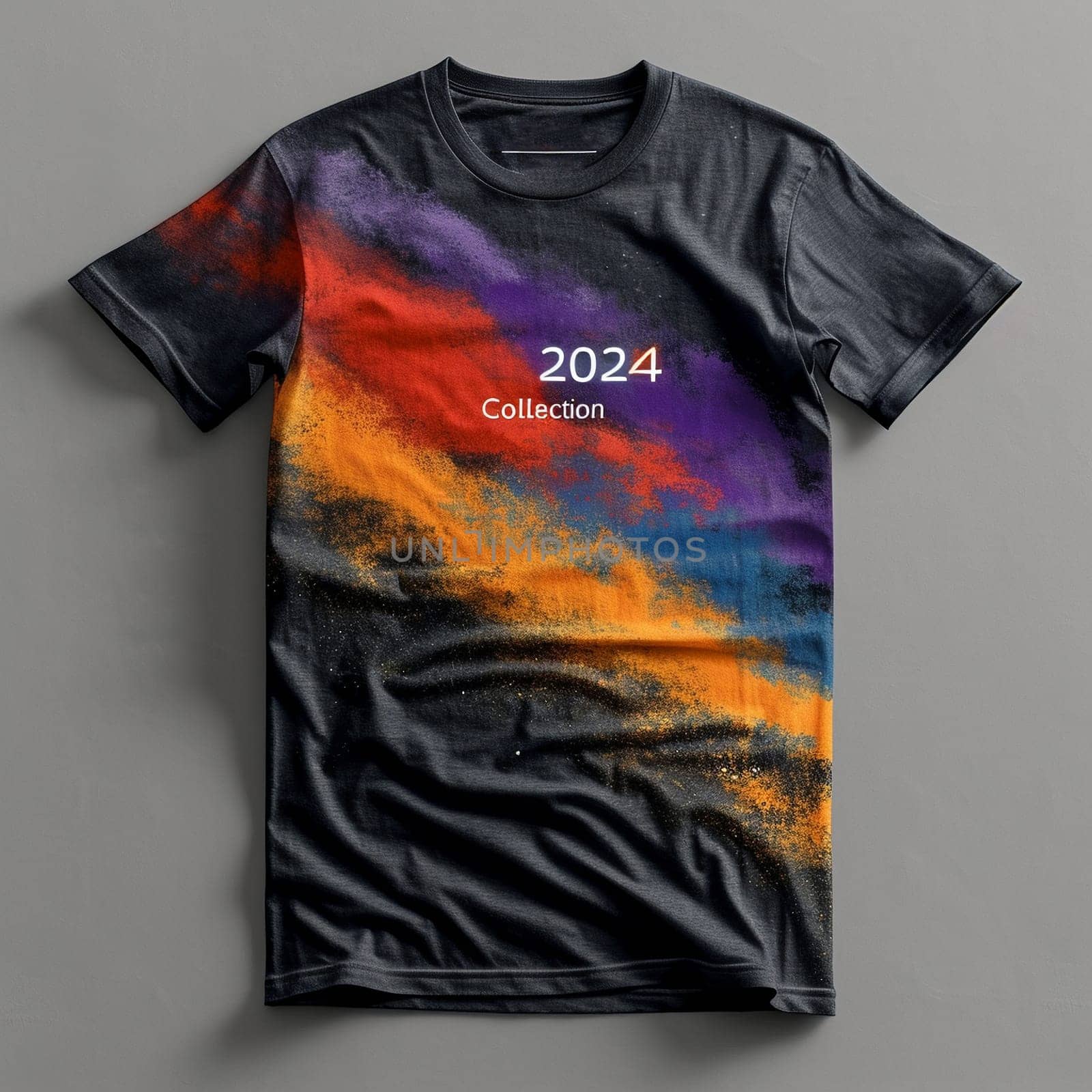 The design of a modern T-shirt. Collection 2024. Space, the future, futurism, galaxies. High quality illustration