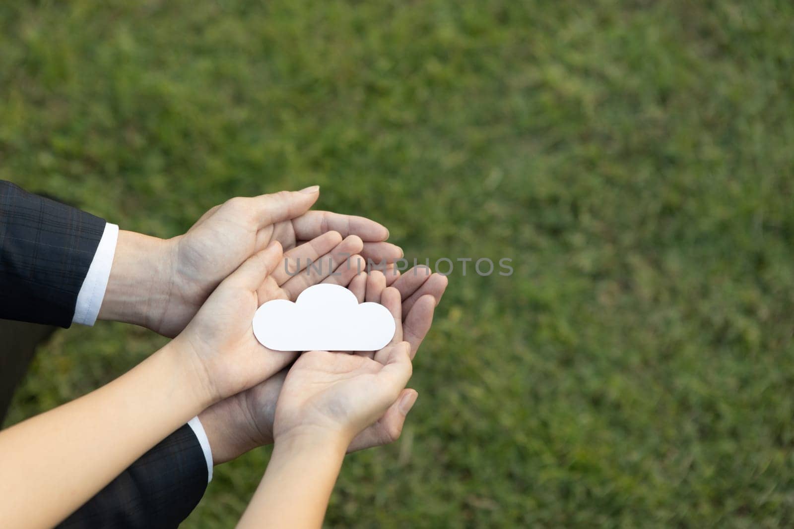 Top view hand holding CO2 gases icon symbolize eco-friendly business. Gyre by biancoblue