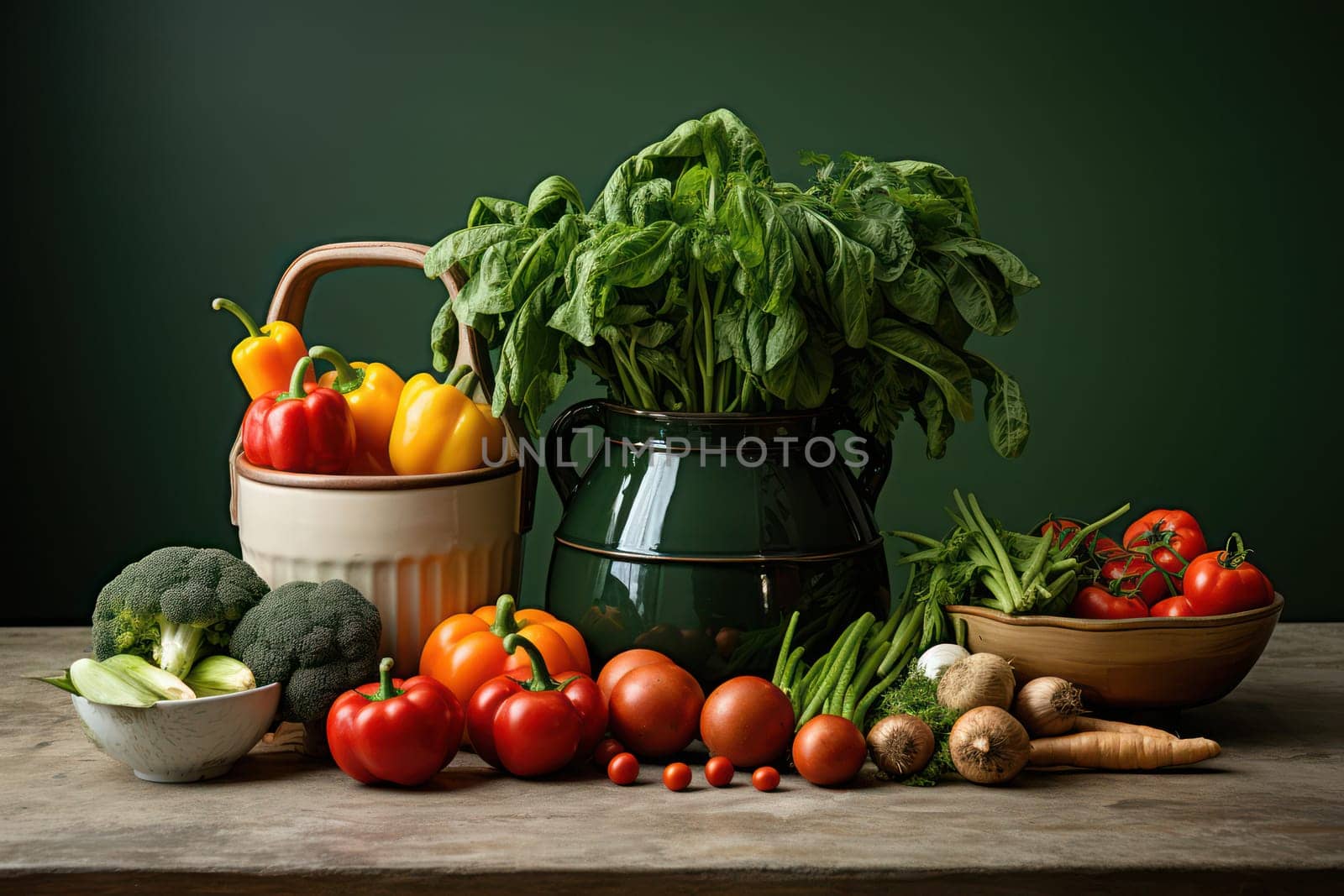 Fresh Organic Vegetable Feast on Rustic Wooden Table: A Colorful Harvest of Healthy Ingredients