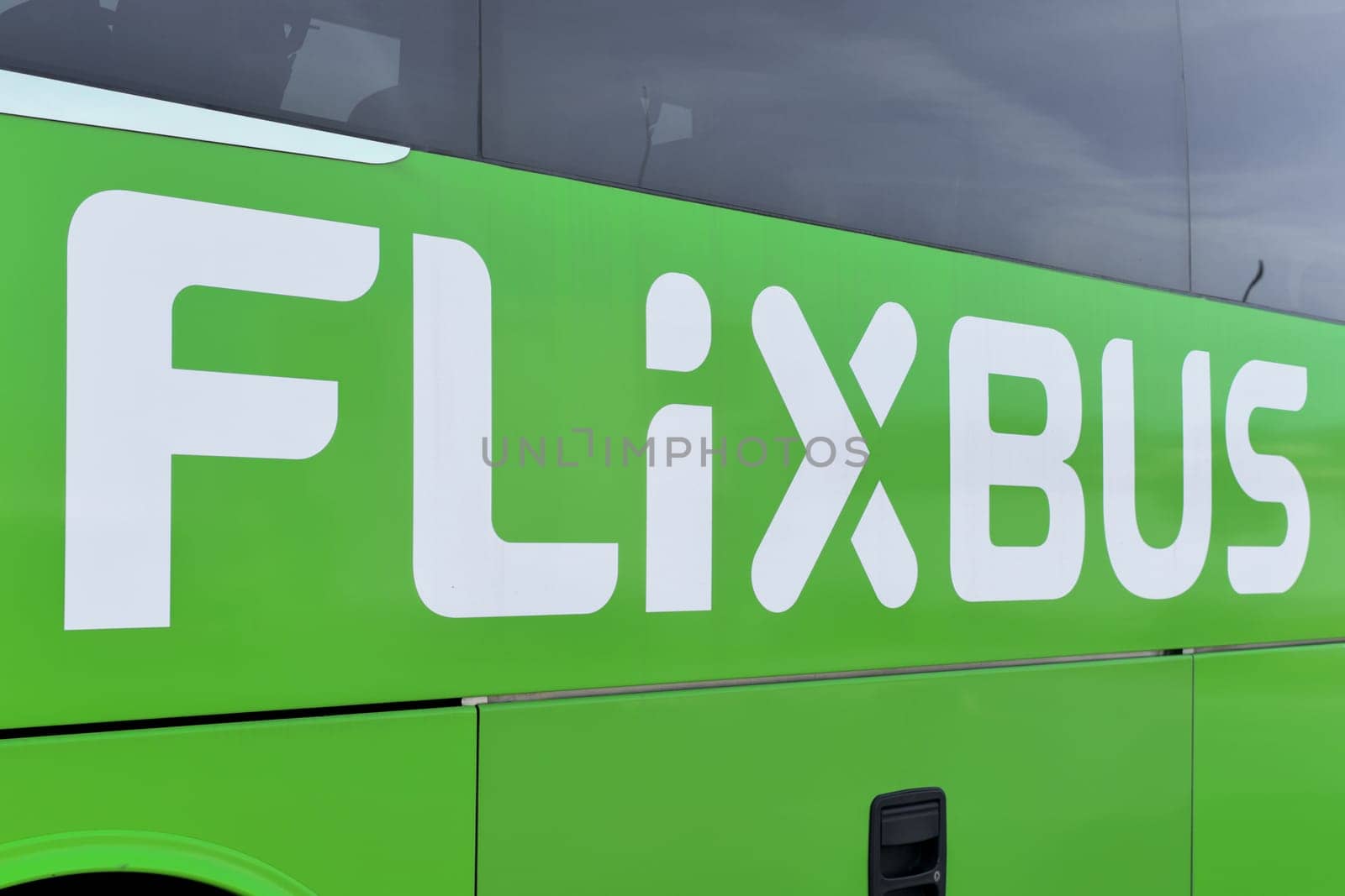 PARIS, FRANCE -APRIL 10, 2022: FlixBus travel world company bus in the city