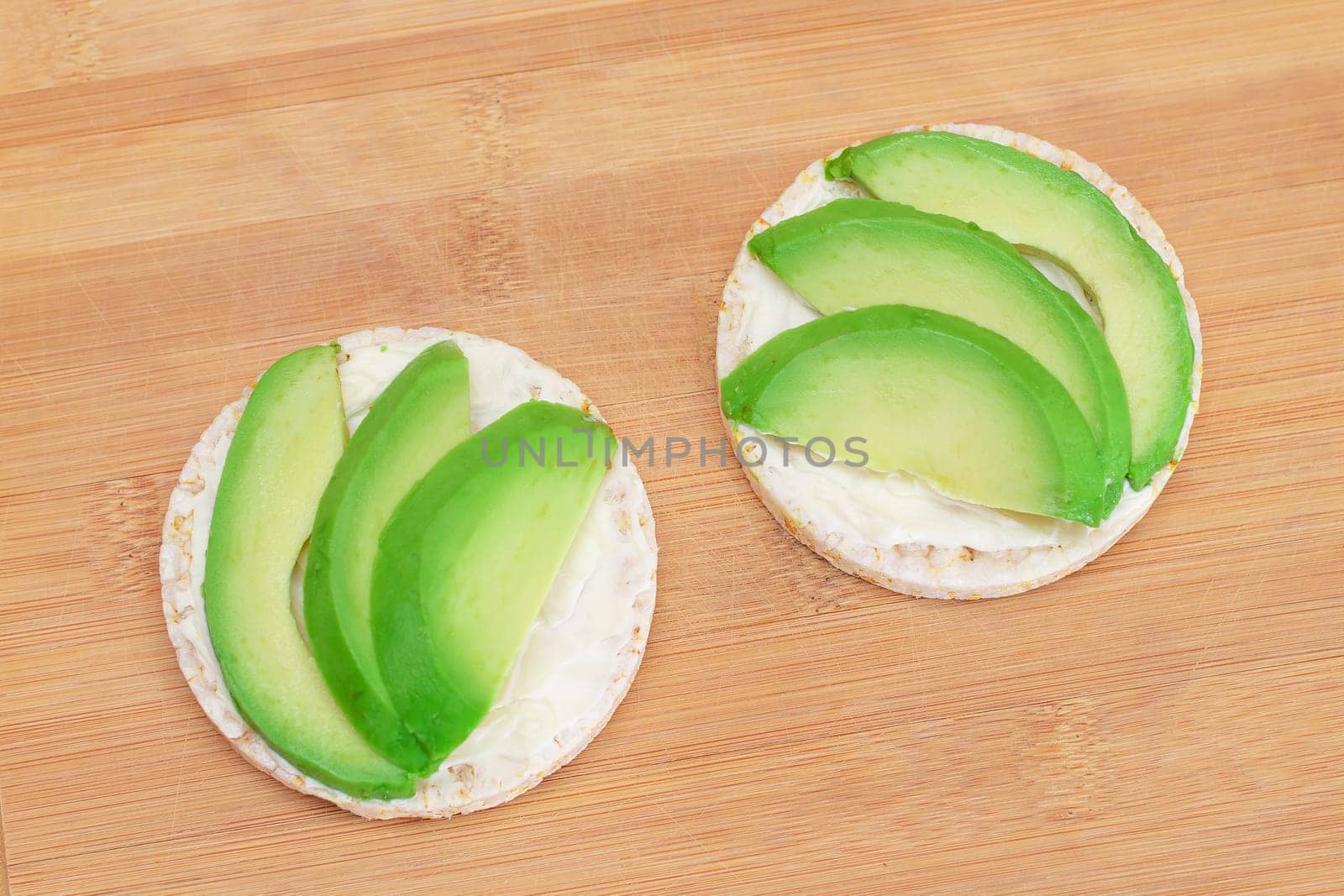 Rice Cake Sandwiches with Fresh Avocado and Cream Cheese by InfinitumProdux