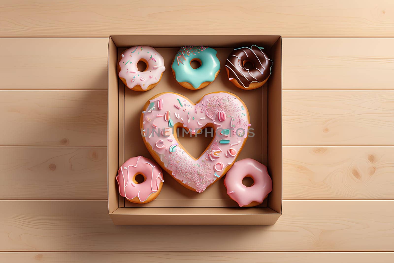 Donut in the shape of a heart. Valentine's Day Gift Concept