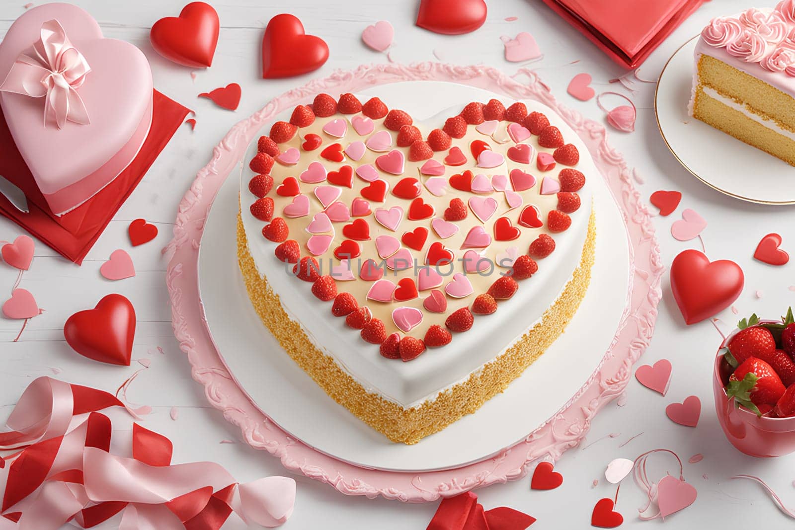 Heart-shaped mousse cake for Valentine's Day