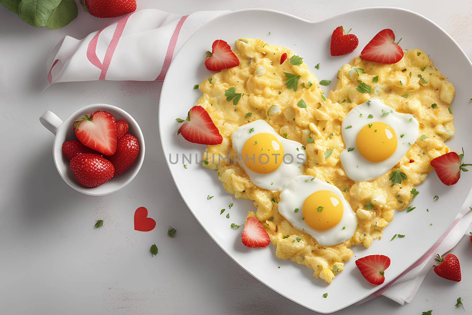 Valentine's Day breakfast - heart-shaped scrambled eggs