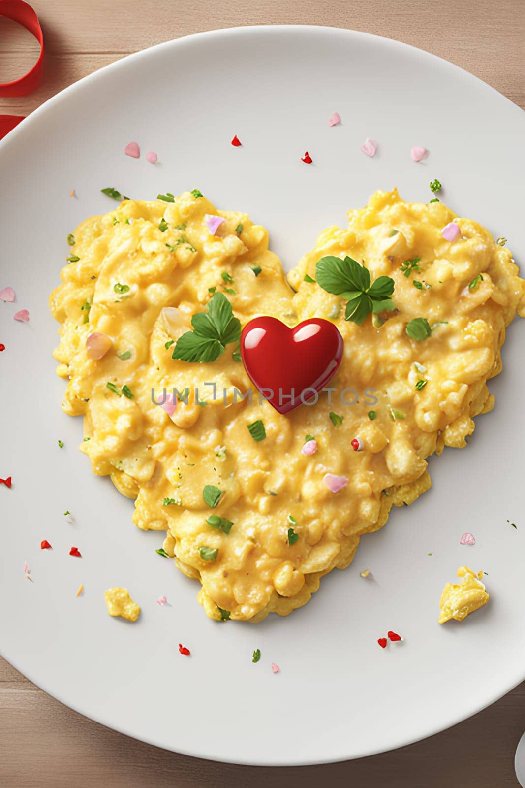 Valentine's Day breakfast - heart-shaped scrambled eggs. by Annu1tochka