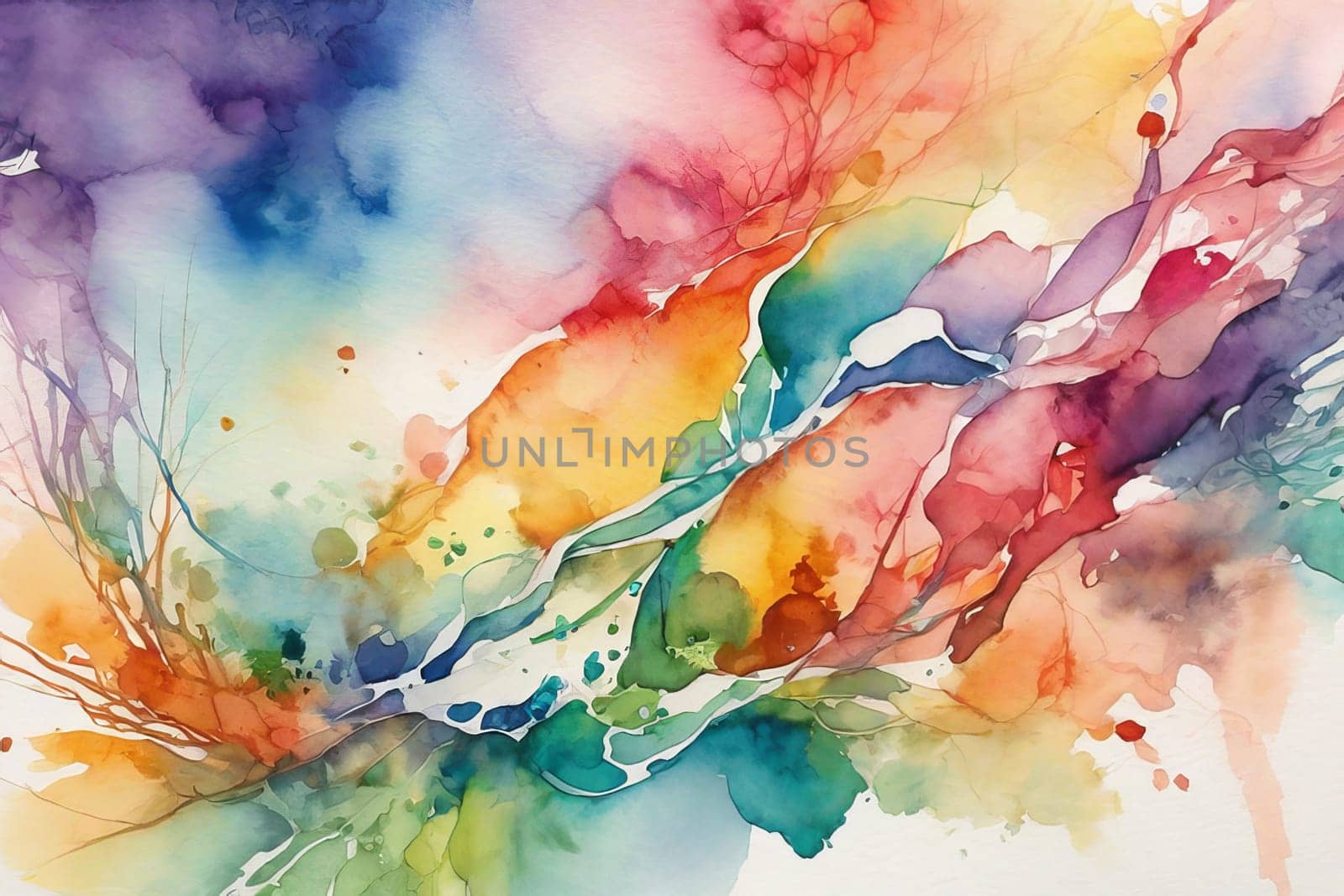 Abstract watercolor background in rainbow colors.