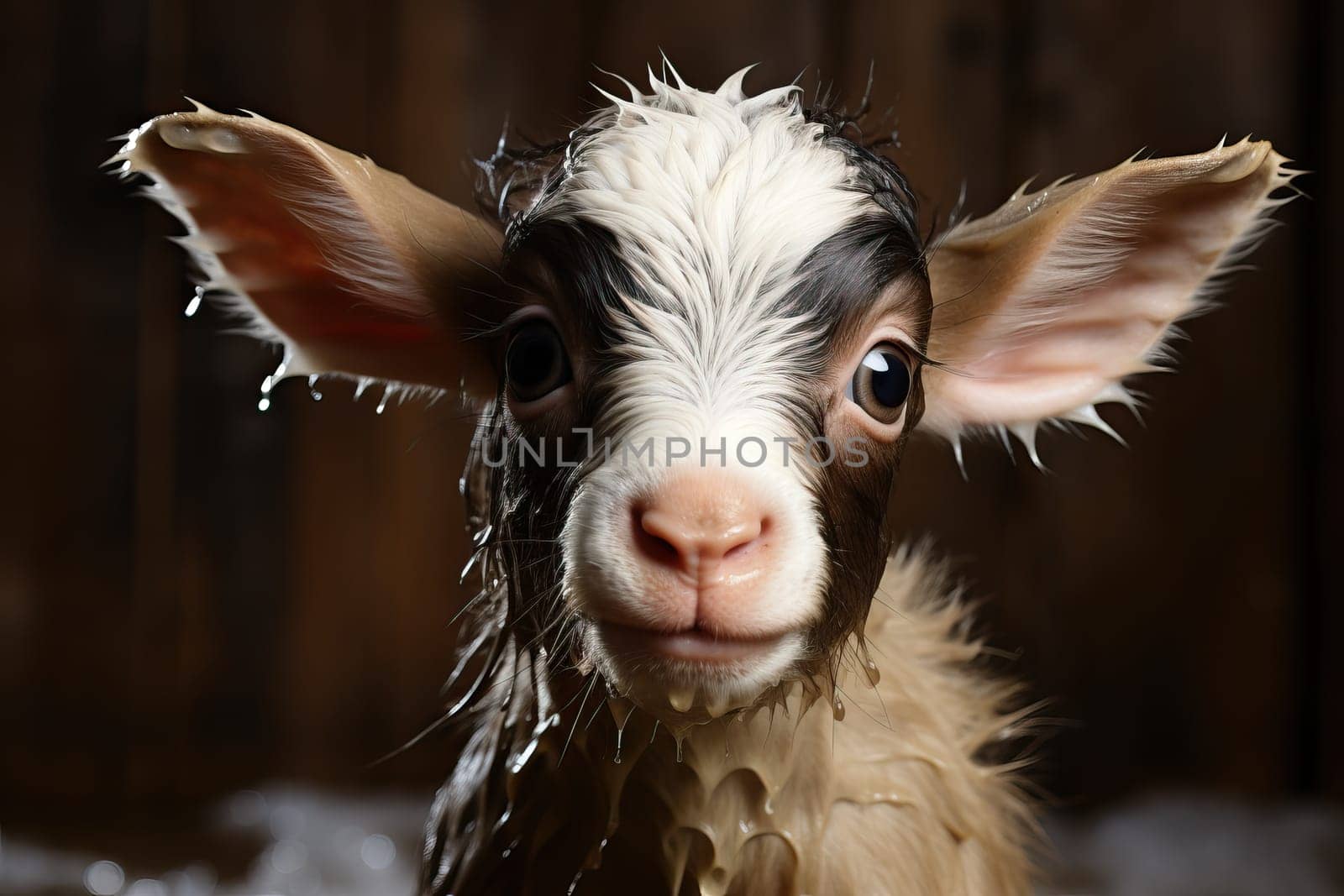 Small purebred goat kids on a goat farm.