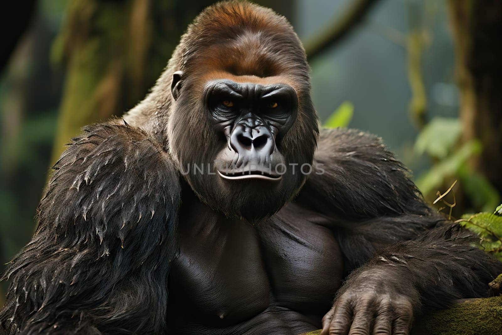 Close-up portrait of a gorilla in the wild. by Niko_Cingaryuk