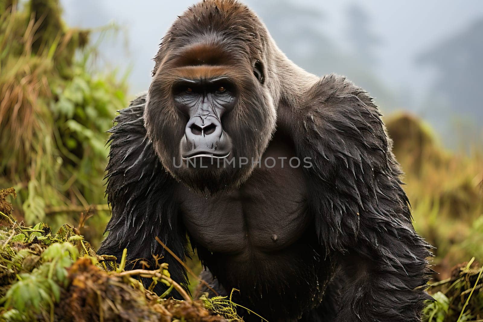 Close-up portrait of a gorilla in the wild. by Niko_Cingaryuk