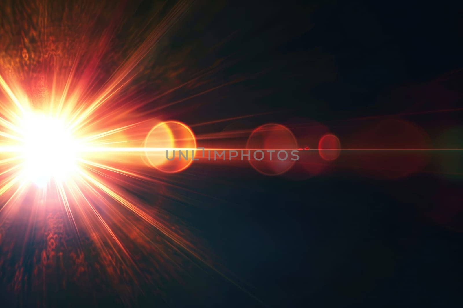 Lens flare, Shining sun glare rays. Background Generative AI.