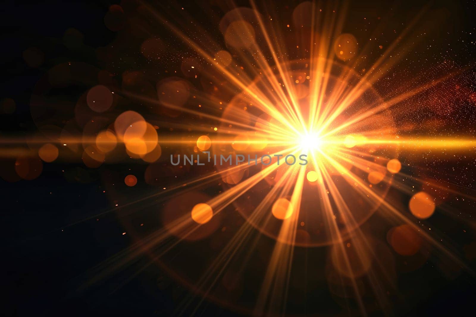 Lens flare, Shining sun glare rays. Background Generative AI.