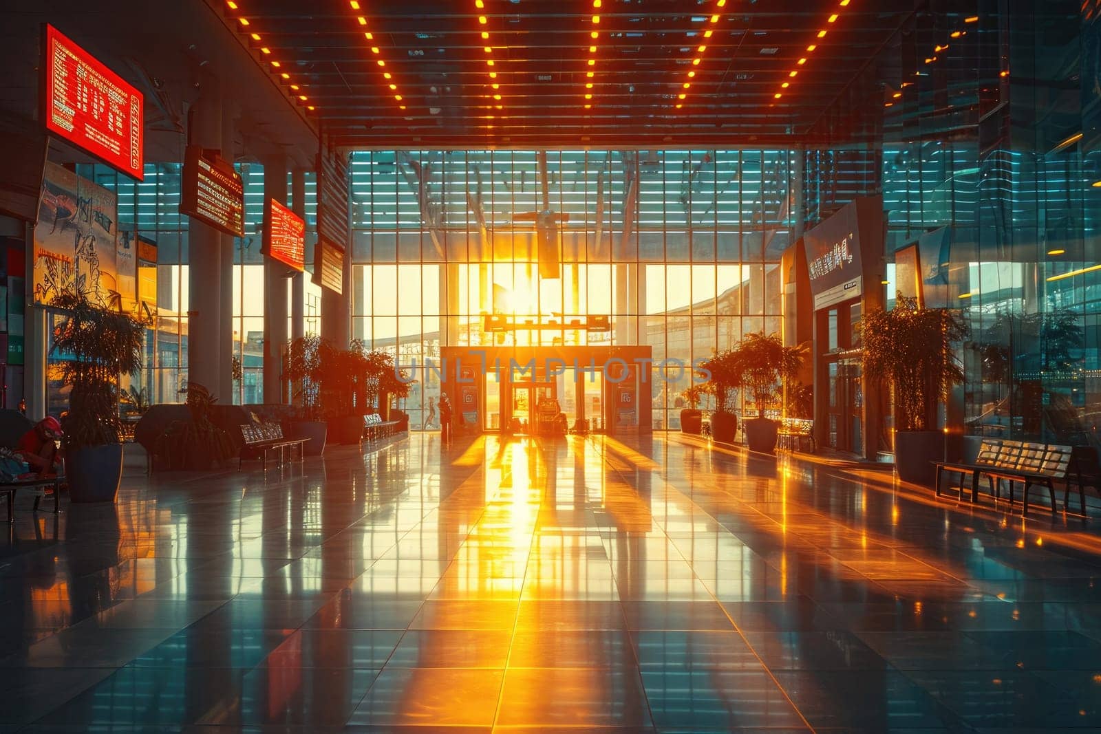 Traveler at airport terminal. Travel concept. Generative AI by itchaznong