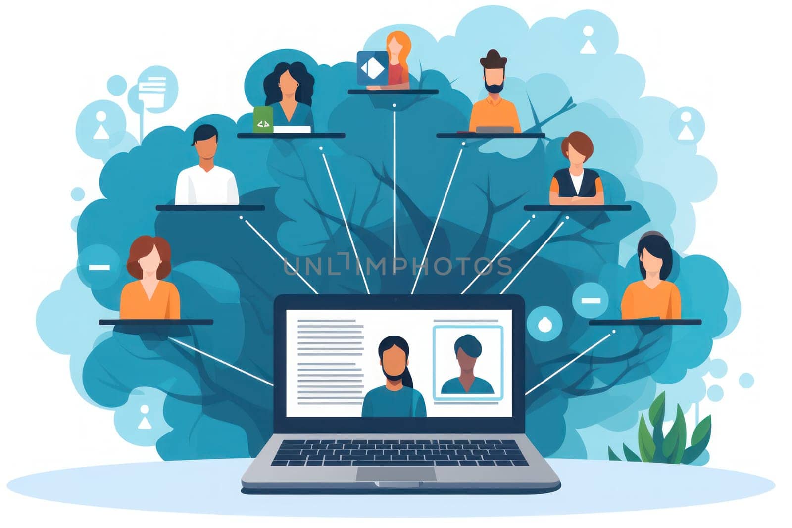 People connecting together, learning or meeting online with teleconference