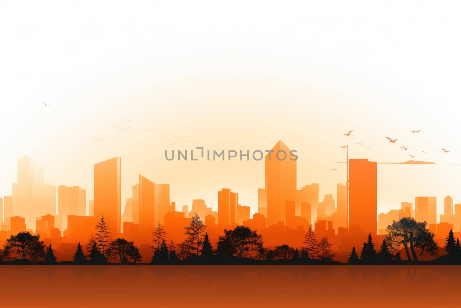 city silhouette Minimalist landscape. Generative AI by golfmerrymaker