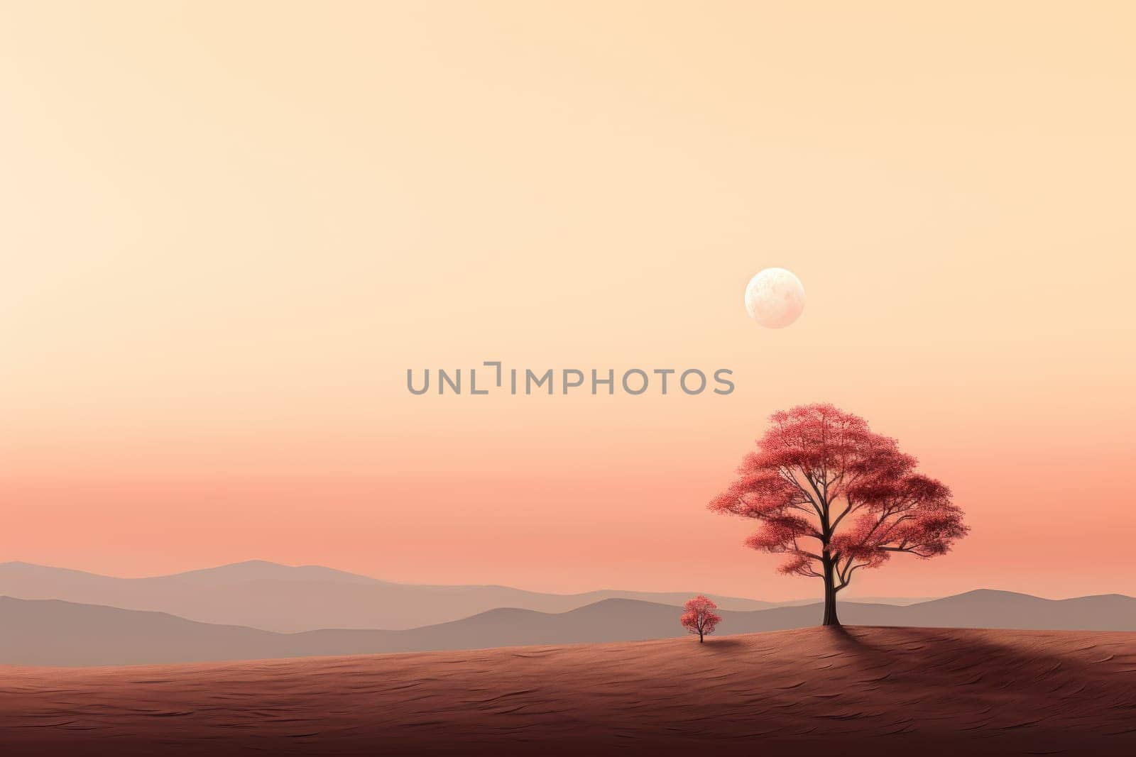 Tree and sky Minimalist landscape. Generative AI by golfmerrymaker