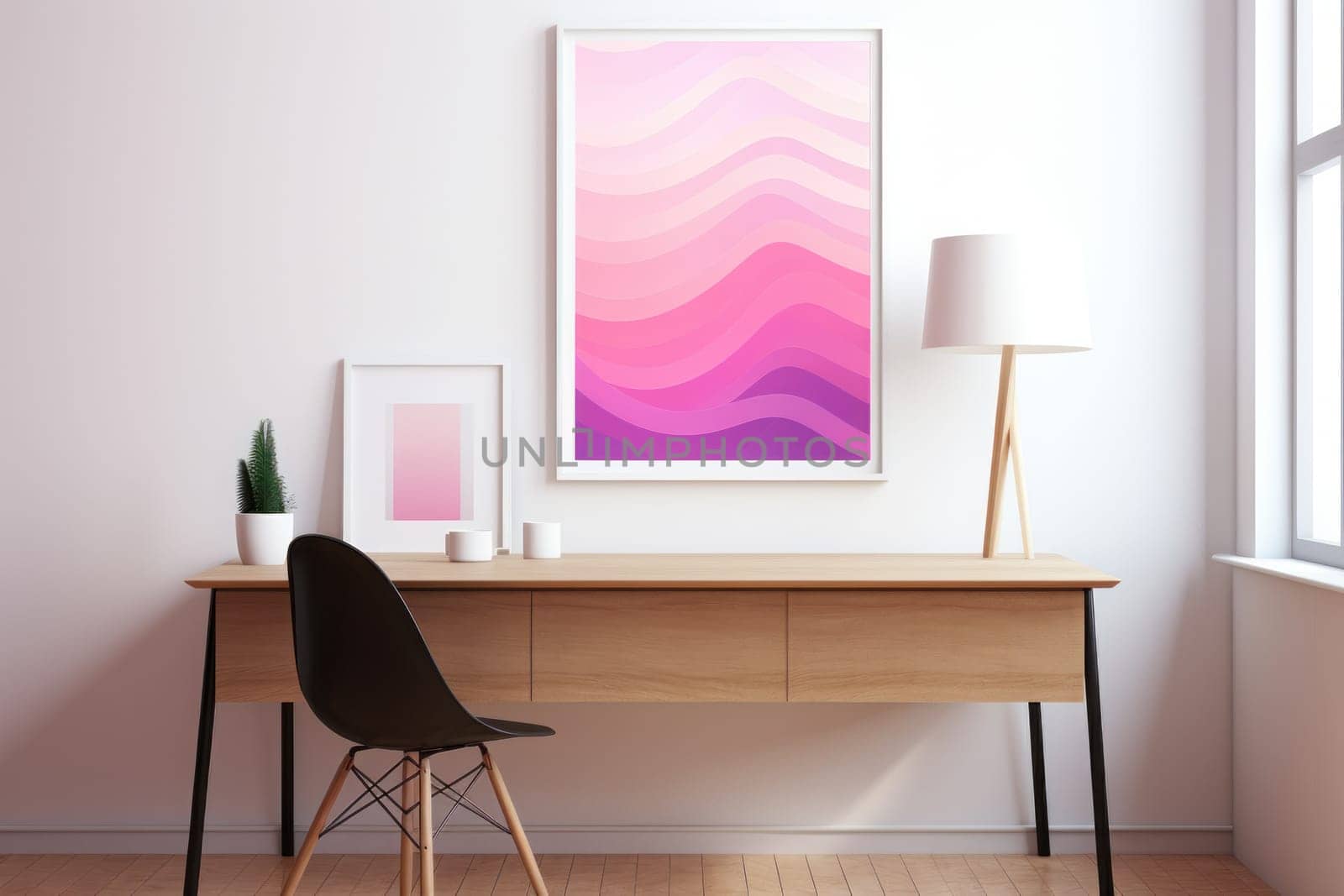 Abstract interior Gradient Poster, Colorful Pink Poster, Trending , Aesthetic Hot Pink print. Generative AI.