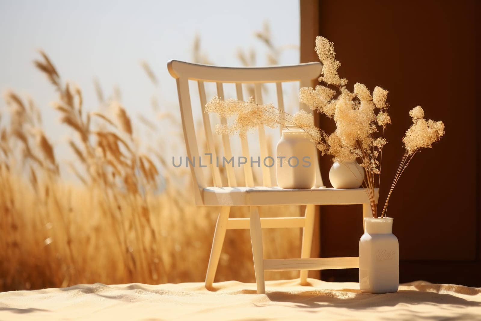 Furniture design, traditional style, minimalistic, close to a table. Generative AI.